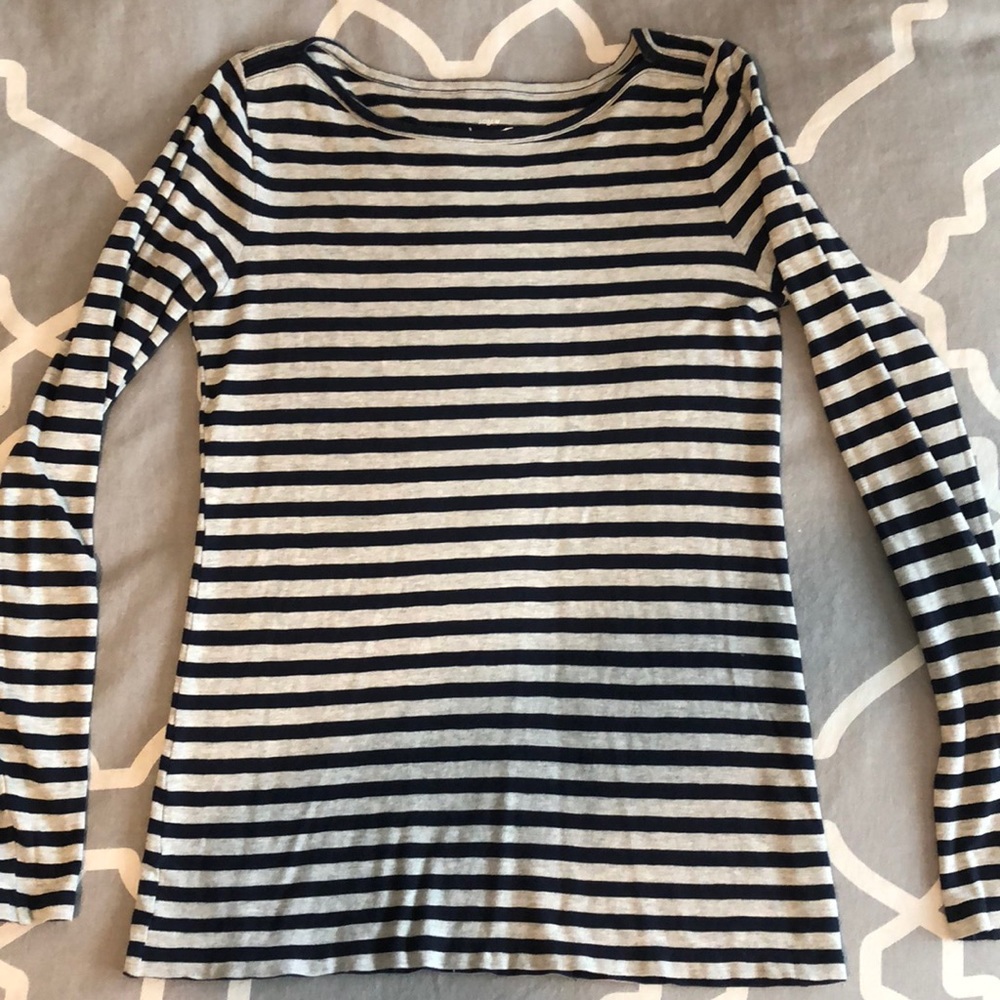JCrew navy and gray striped tee